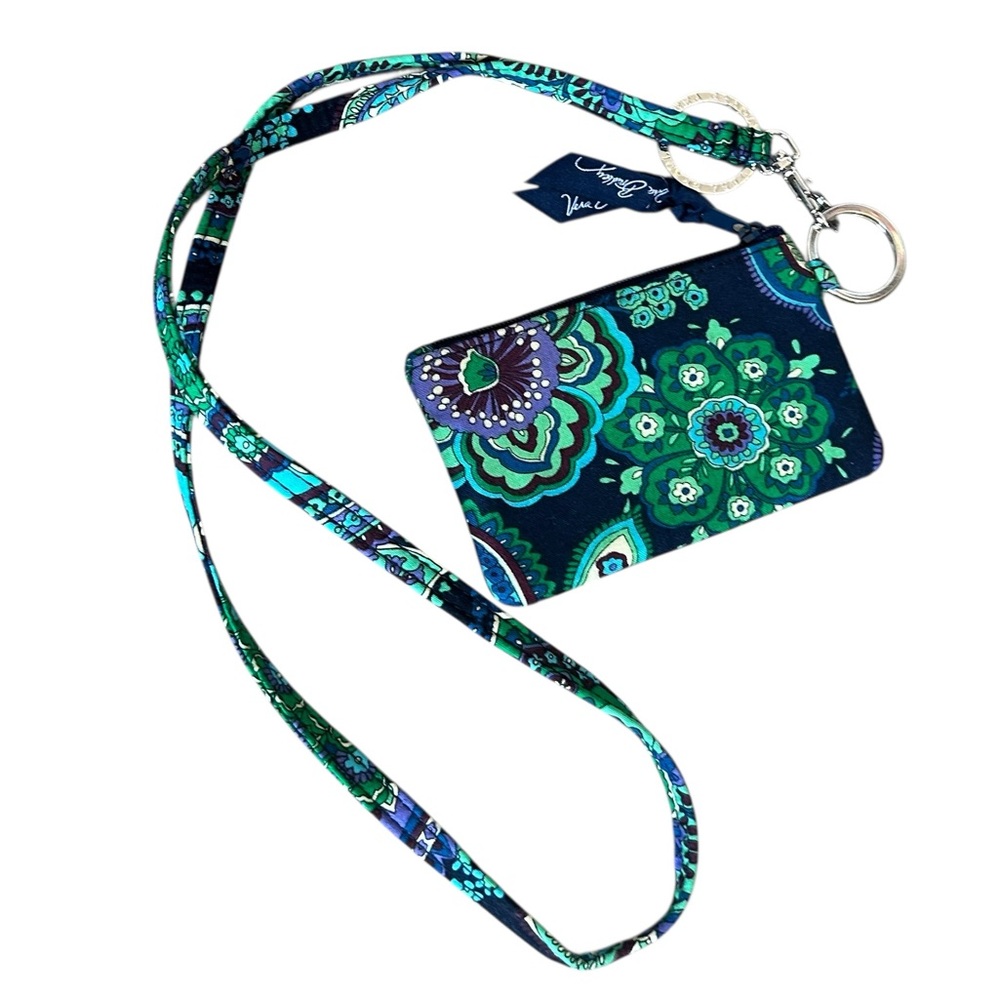Blue & Green Rhapsody Vera Bradley Wallet Coin Purse Lanyard Paisley Design!